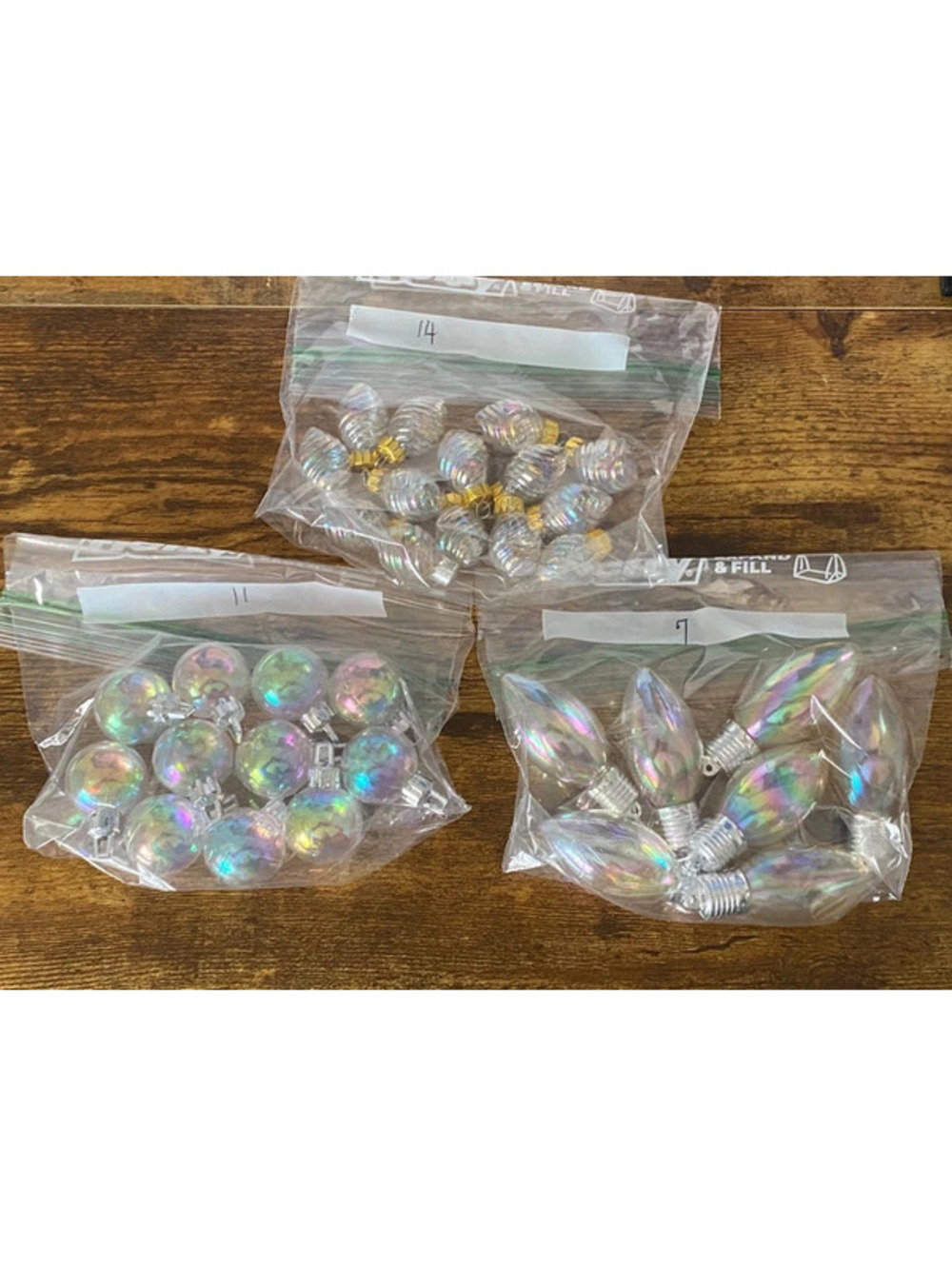 32 Miniature iridescent Bulbs, Variety of Shapes